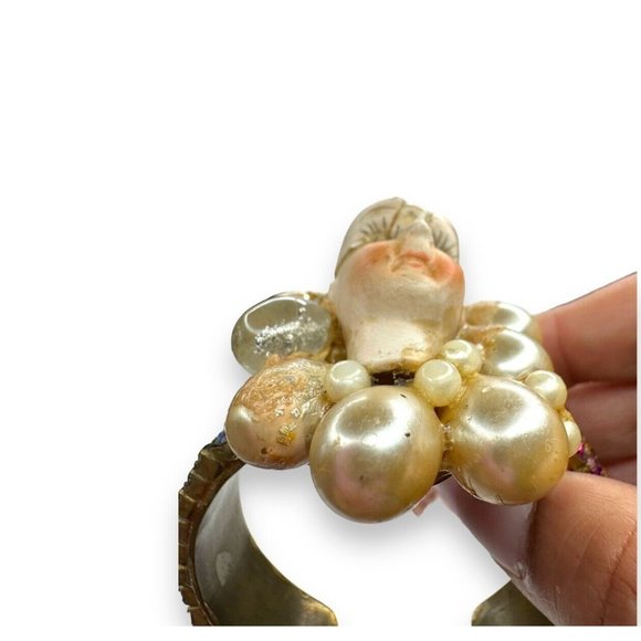 Wendy Gell Wristie Creepy Haunted Doll Face Crystal Cuff Bracelet - Picture 9 of 13